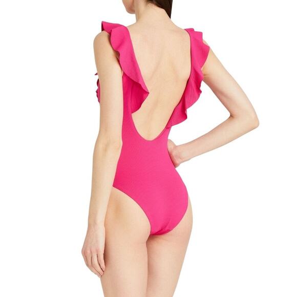 Eberjey Loreta One-Piece Textured Ruffled Swimsuit – Beetroot Pink ~ NEW/NWT!! - Picture 5 of 15